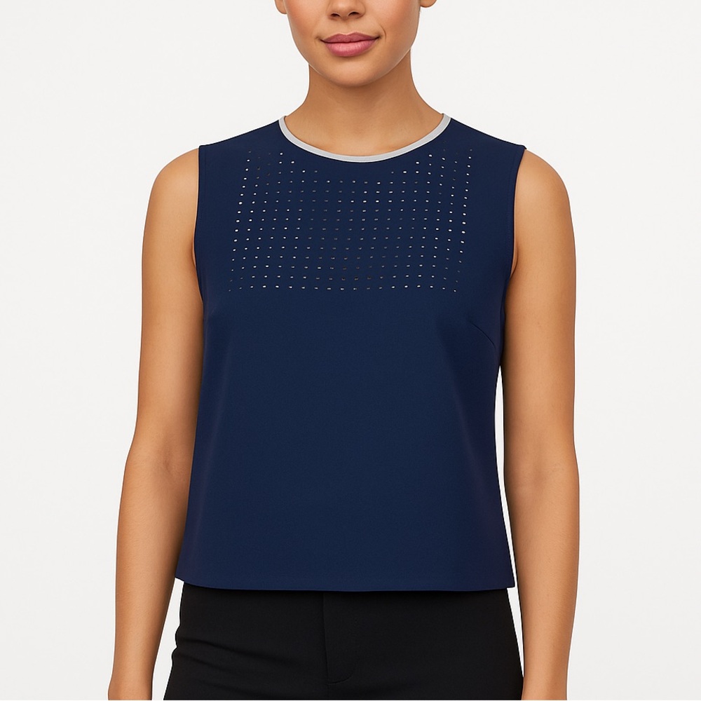 Clover Canyon Navy Laser Cut Scuba Tank Top Size L